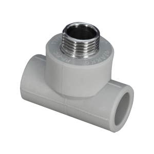 Тройник ППР с нар.рез.  серый 25x1/2" Jakko